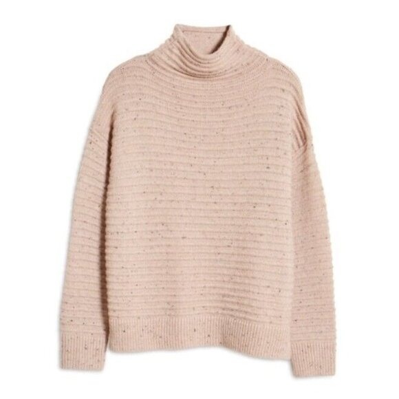 Madewell Belmont Sweater Size Medium Wool Donegal Blush Mock Neck Speckled K5426 - Picture 1 of 9